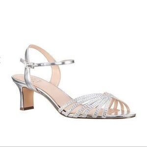 I. Miller Nanice Silver Tone Sparkle Ankle Strap Heels Womens Size 7.5 Wedding‎